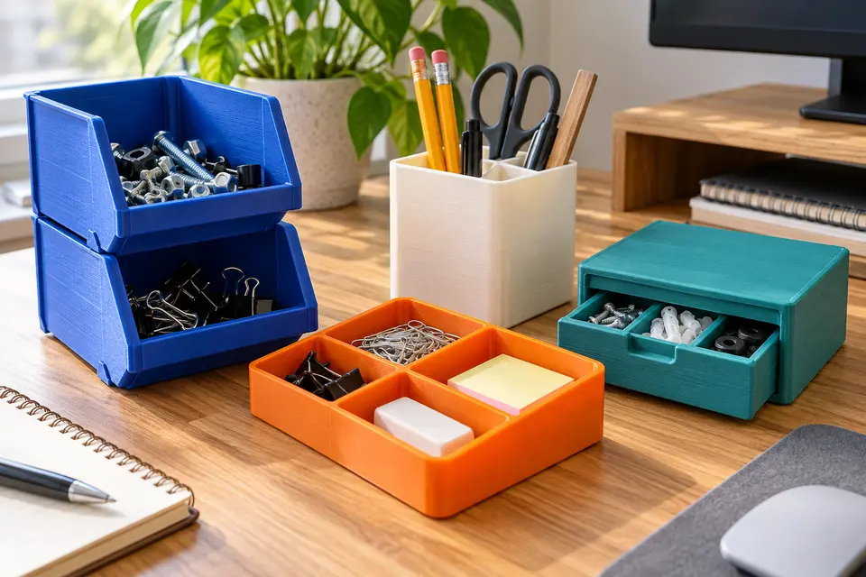 Intricate modular 3D-printed desktop organizer